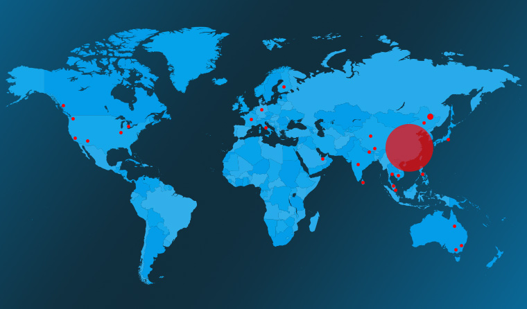 Global map of coronavirus cases