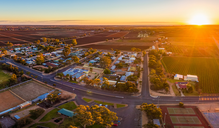 Aerial panorama of Monash in South Australia.