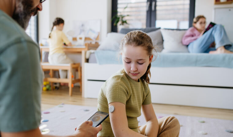 A young girl with type 1 diabetes.