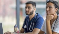 Young doctors studying