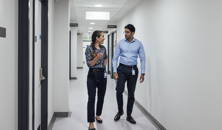 Two doctors talking.