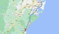 Map showing route from Sydney to Wollongong.