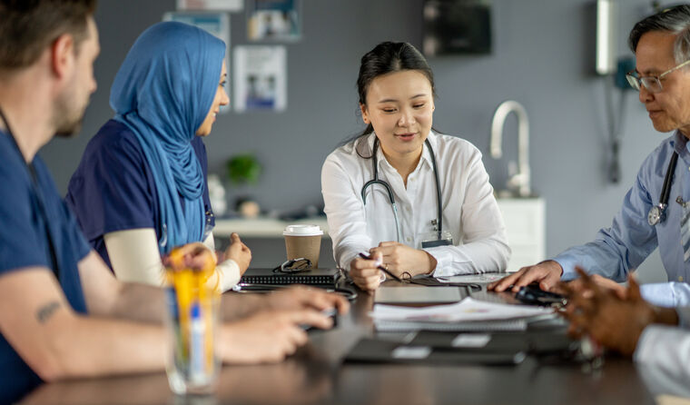 Group of young doctors in a meeting