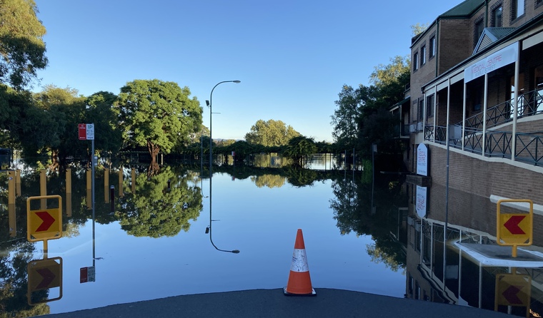 Flood waters in Windsor, NSW. 