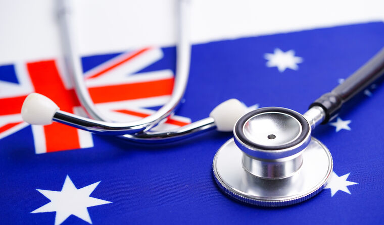 Stethoscope on Australian flag.
