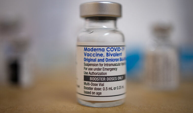 Vial of Moderna bivalent vaccine