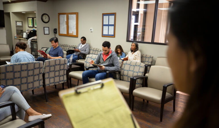 General practice waiting room with patients