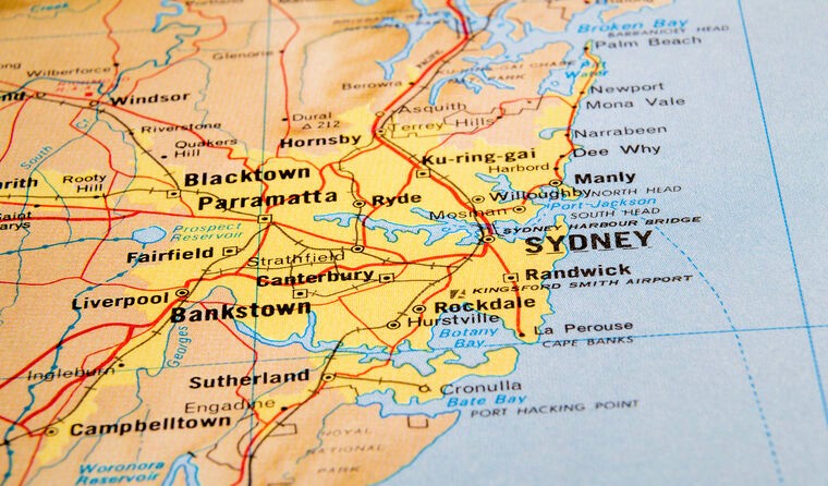 NSW on a map