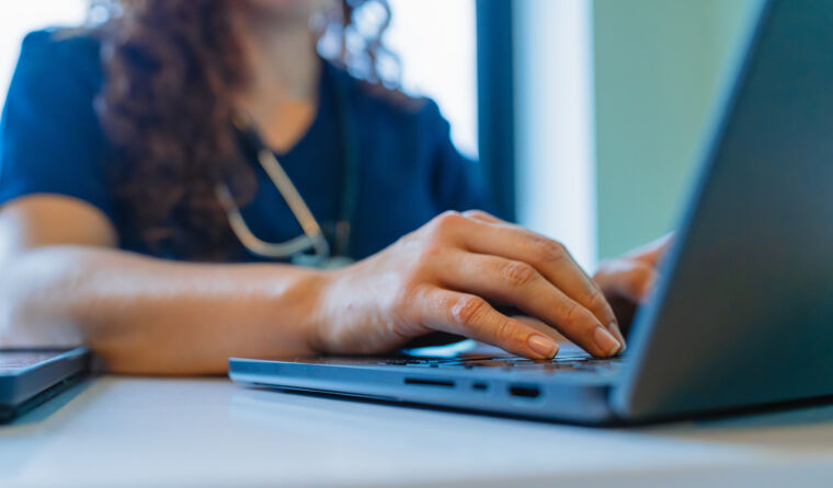 Person using a computer.