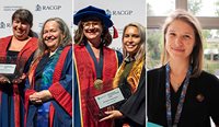 (L–R) Associate Professor Rowena Ivers and Dr Janelle Trees at GP22; RACGP President Dr Nicole Higgins with Lauren Roth; Dr Rebecca Davison. (Images 1 and 2: Adam Thomas; image 3: supplied) 