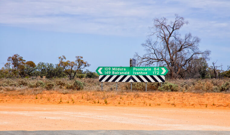 A road sign in outback NSW.