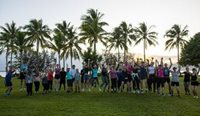 An enthusiastic line-up of health professionals enjoyed the beautiful location of the Cairns parkrun. (Image: Australasian Society of Lifestyle Medicine)