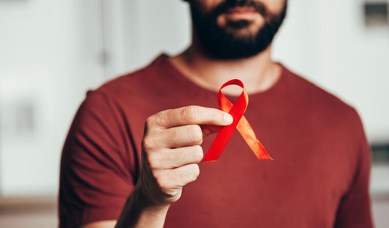 HIV red ribbon.