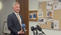 RACGP President Dr Michael Wright addressing media at Canberra’s Parliament House following the release of the 2026–27 Federal Budget.