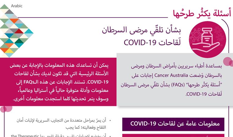 Screenshot of COVID-19 FAQ in Arabic.