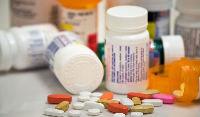 Messy assortment of medications