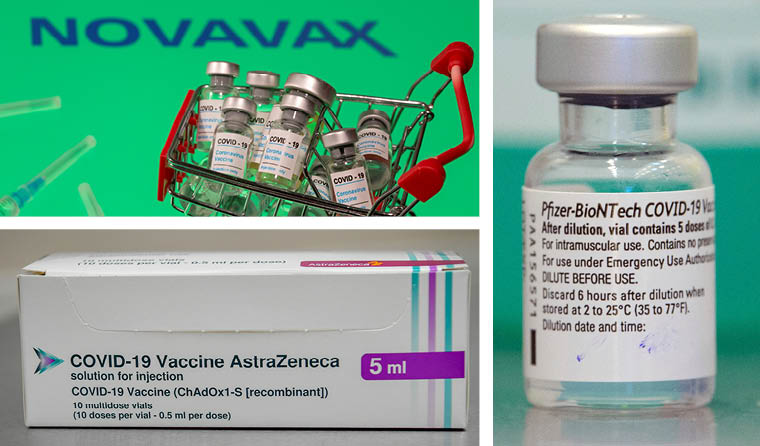 Composite image of various COVID vaccines.