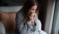 Woman sick with the flu