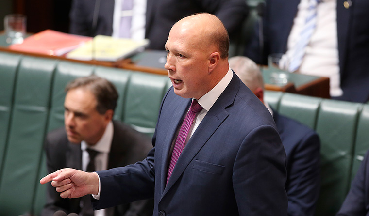 Home Affairs Minister Peter Dutton in Parliament