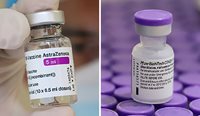 Vials of the AstraZeneca and Pfizer vaccines.