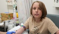Kobie, age 11, having a blood test at The Children’s Hospital at Westmead as part of the seroprevalence survey. (Image: Supplied)