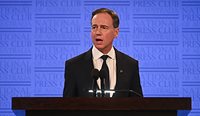 Federal Health Minister Greg Hunt addresses the National Press Club in Canberra. (Image: Lukas Coch)