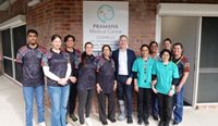 RACGP President Dr Michael Wright with Dr Raji Krishnan and her colleagues at the Pramana Medical Centre.