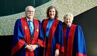 (L–R) Dr Tim Mooney, Dr Caroline Mooney and Dr Louise Phillips at the 11 October Tasmania Fellowship ceremony. (Image supplied)