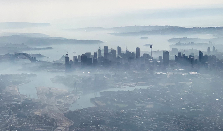 Bushfire smoke blanketing Sydney