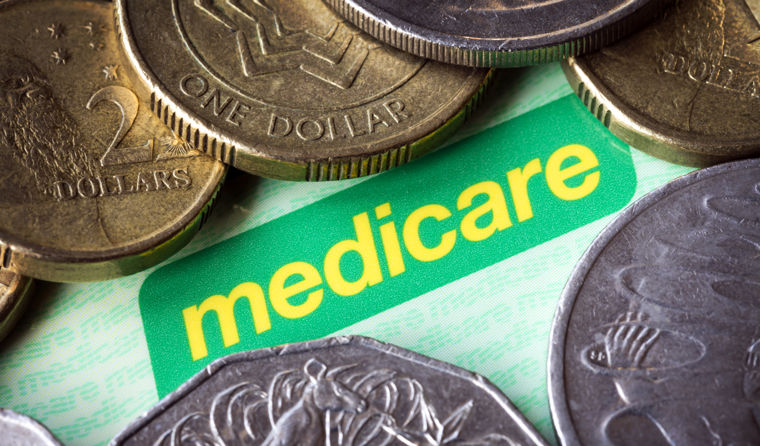 Medicare card and coins.