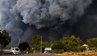 Town under threat from bushfire.
