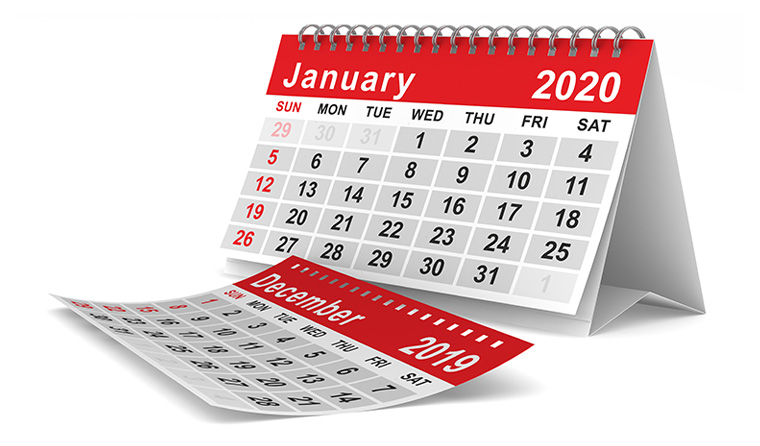 Calendar flipping to 2020