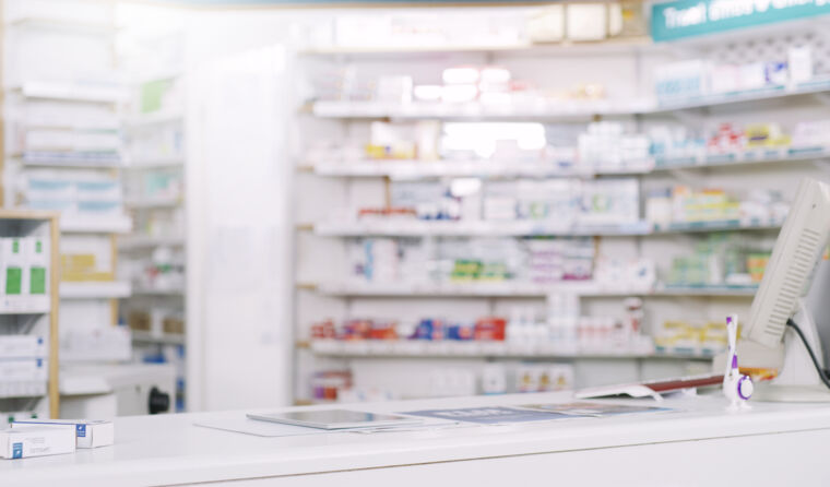 Pharmacy shelves.