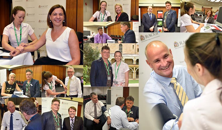 (Centre image) The visits were performed by Chair of RACGP Queensland, Dr Bruce Willett, and RACGP Registrar Representative, Dr Krystyna de Lange.