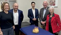 L–R: Hawthorne Clinic GP Dr Carmen Main, managing director Lucas Down, AMA Queensland President Dr Nick Yim with patients Peter and Eleanor Ellis. (Image: AMA/Lauren Bozzetto)