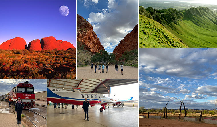 A collage of images from Alice Springs and Uluru.