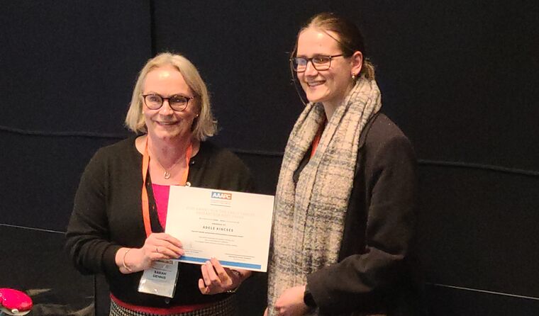 Adele Kincses being awarded.