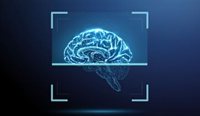 A blue-hued digital rendering of the brain. 