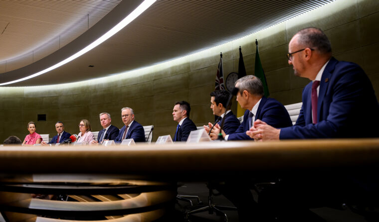 Leaders sitting after national cabinet. 