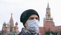 Man in mask in Red Square