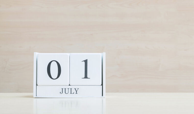 Calendar blocks representing 1 July