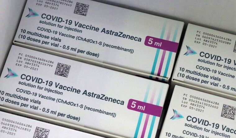 Boxes pf AstraZeneca's COVID vaccine.