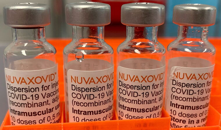 Novavax vaccine vials.
