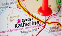 Close up of Katherine on a map