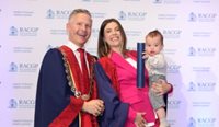 Dr Rebecca Loveridge celebrates her Fellowship with her son and RACGP President Dr Michael Wright.