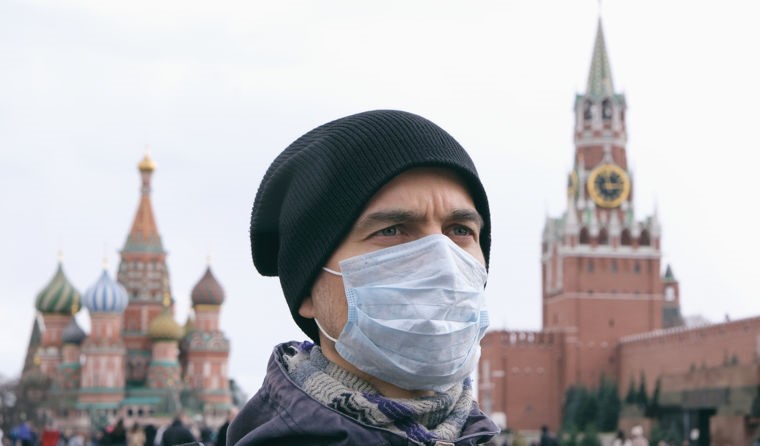 Man in mask in Red Square