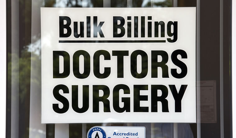Bulk billing doctor's surgery sign.