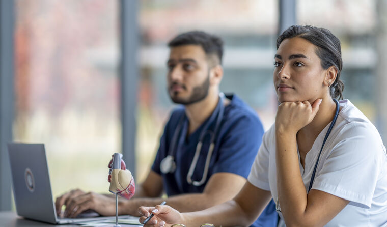 Young doctors studying