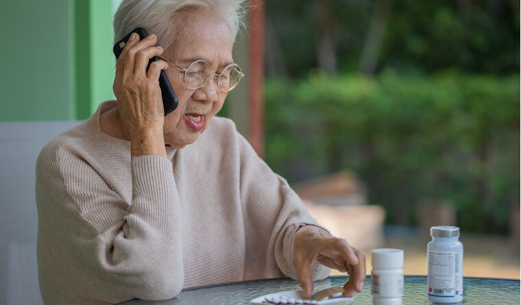 Elderly woman on telehealth consultation
