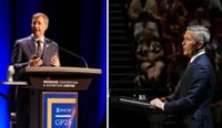Chief Medical Officer Professor Michael Kidd and RACGP President Dr Michael Wright delivering their back-to-back keynote addresses at GP25. (Images: Jake Pinskier)